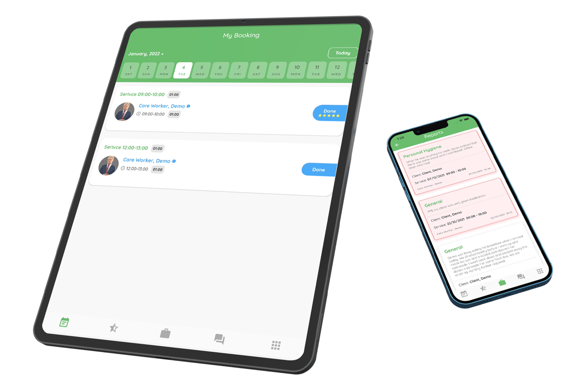 Screenshots from Careberry Family App